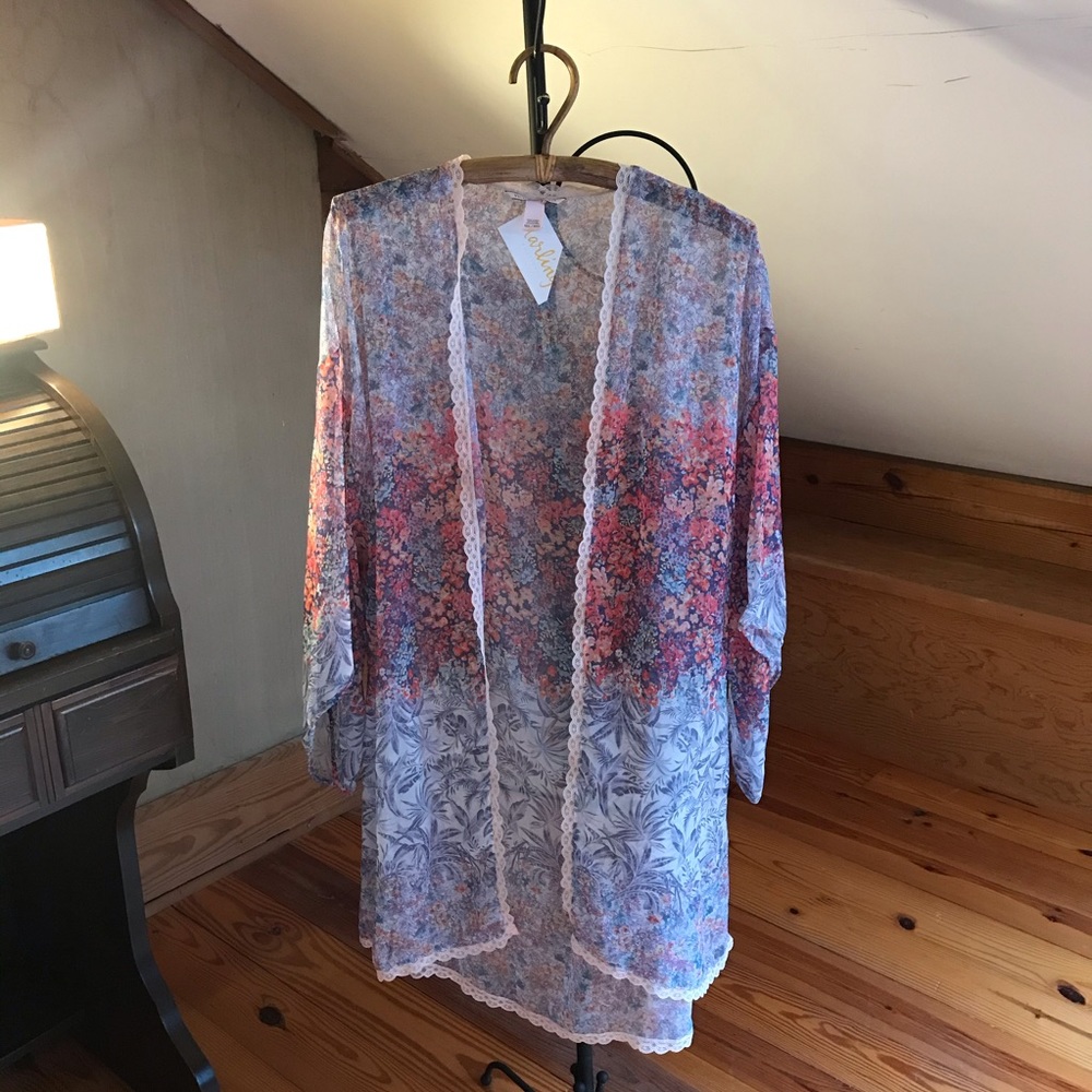 Victoria’s Secret Pastel Blush Floral Duster Robe, EUC, M/L - Picture 1 of 13